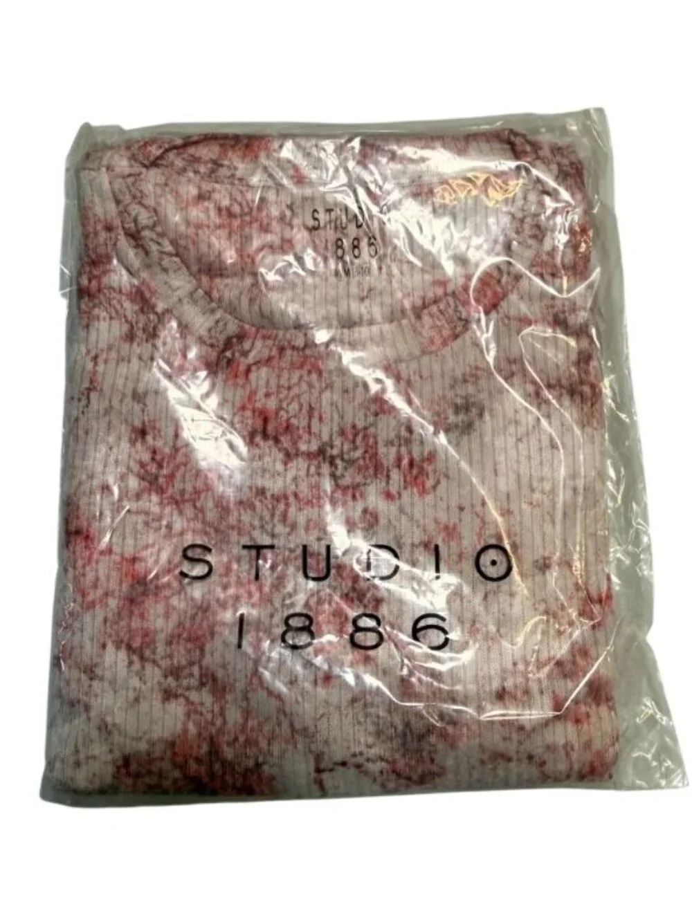 Studio 1886 Womens Ribbed Knit 2-Piece Set Pink Tie-Dye Print Size Medium - Picture 2 of 7